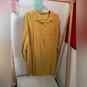 Universal Standard Cupro Rubicon Shirtdress in Mustard
